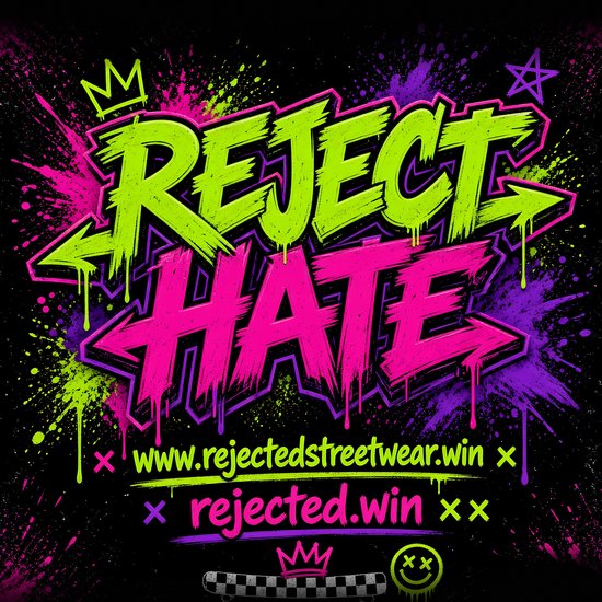 Reject Hate graffiti deck design